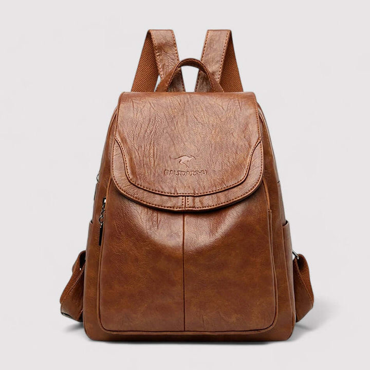 Anti-Theft Leather Backpack