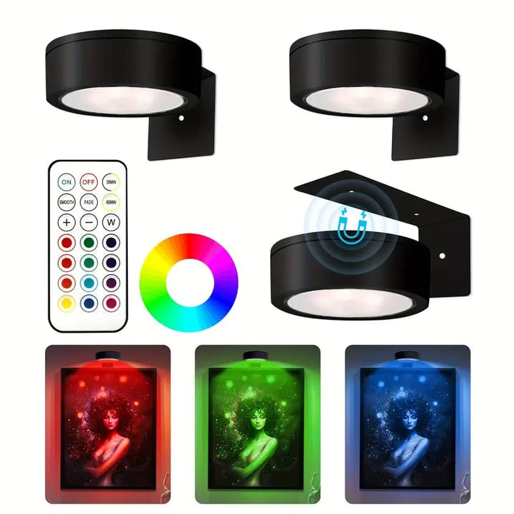 Adjustable Magnetic Picture Light | LED Touch & Remote Control, RGB/White, USB