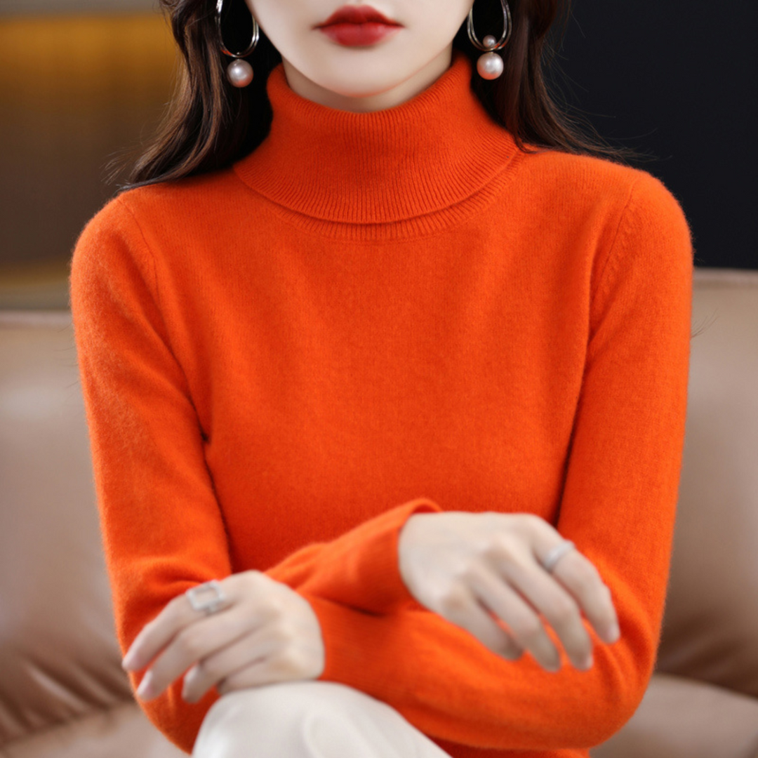 Women's 100% Cashmere Roll-Neck Jumper – Soft Regular Fit Pullover