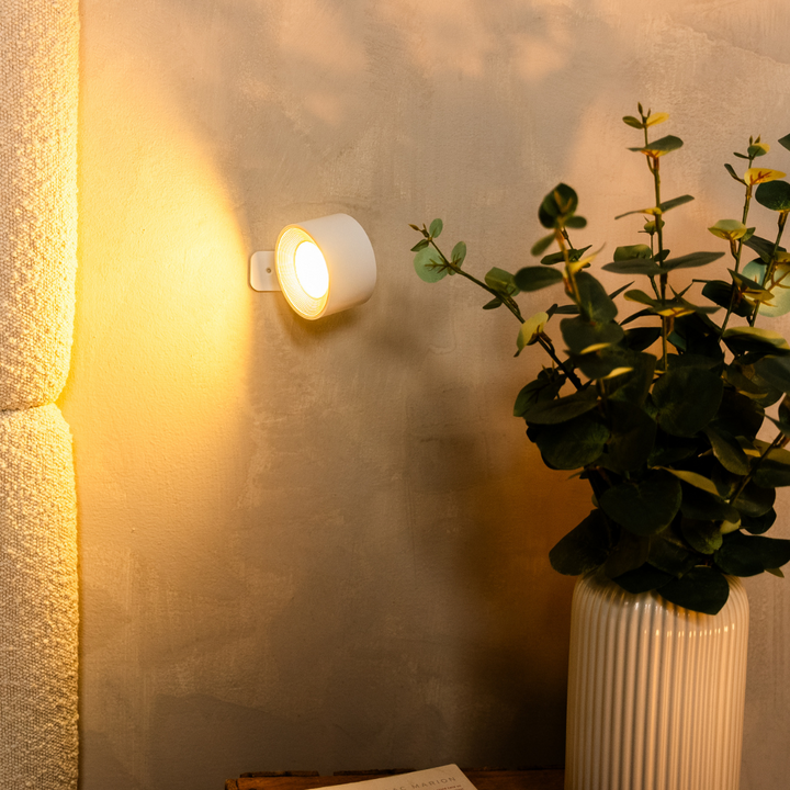 Cordless LED Wall Light with 360° Rotating Head, Touch Dimmer, 3 Colors