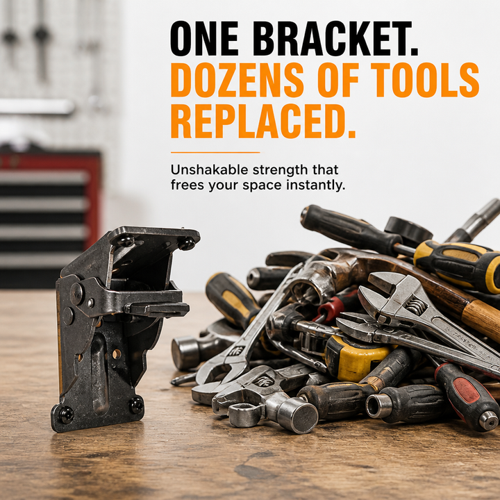 Heavy-Duty Folding Bracket, 500 lb Capacity, Self-Locking Steel, Space-Saving