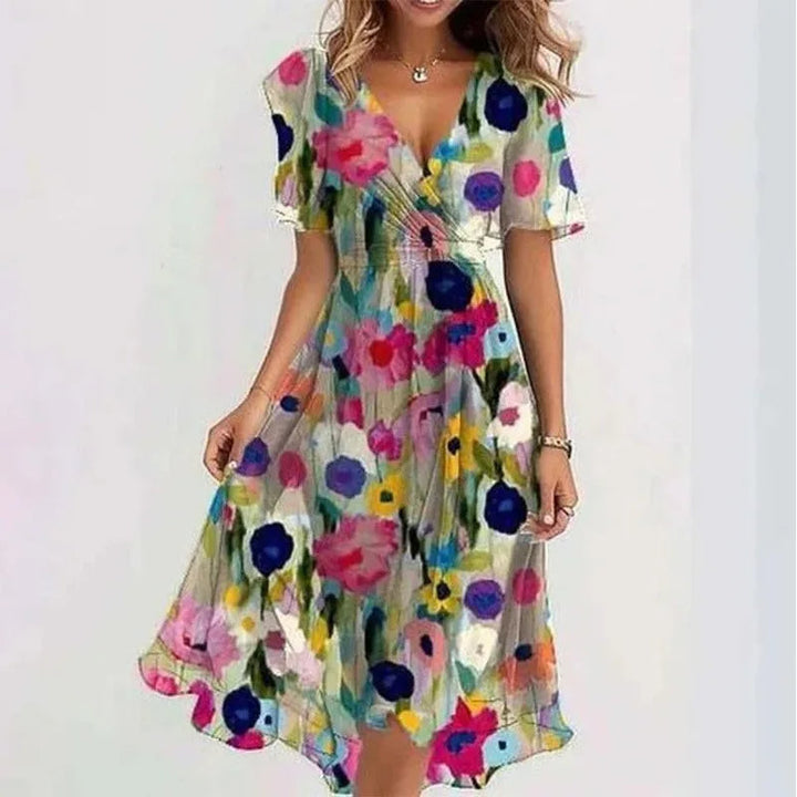 Flowy Floral Summer Dress (Knee-Length)