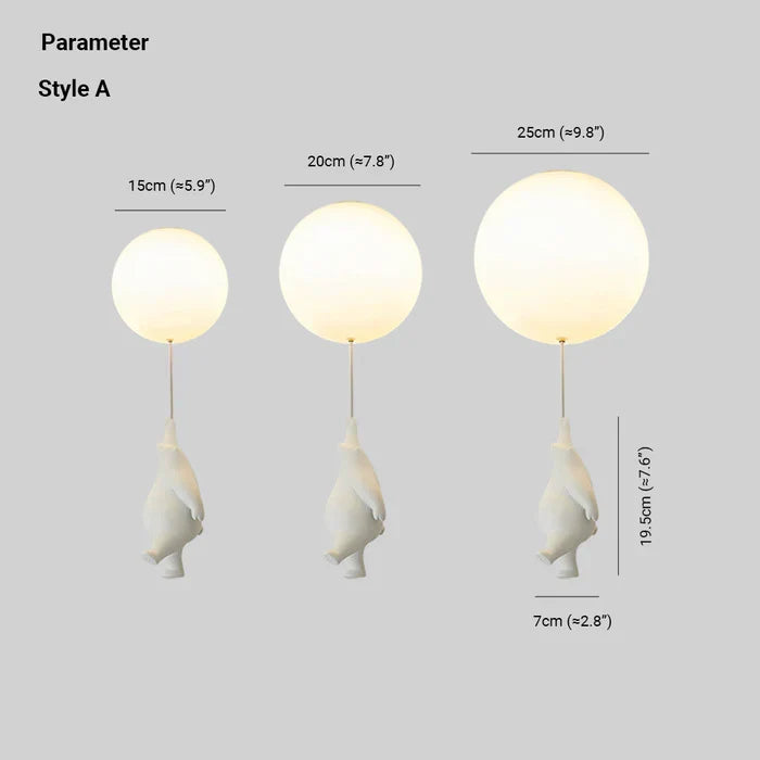 Children's Ceiling Light with Bear and Balloon - CloudBear