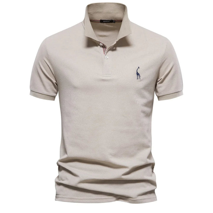 Luxe Cotton Polo with Deer Embroidery