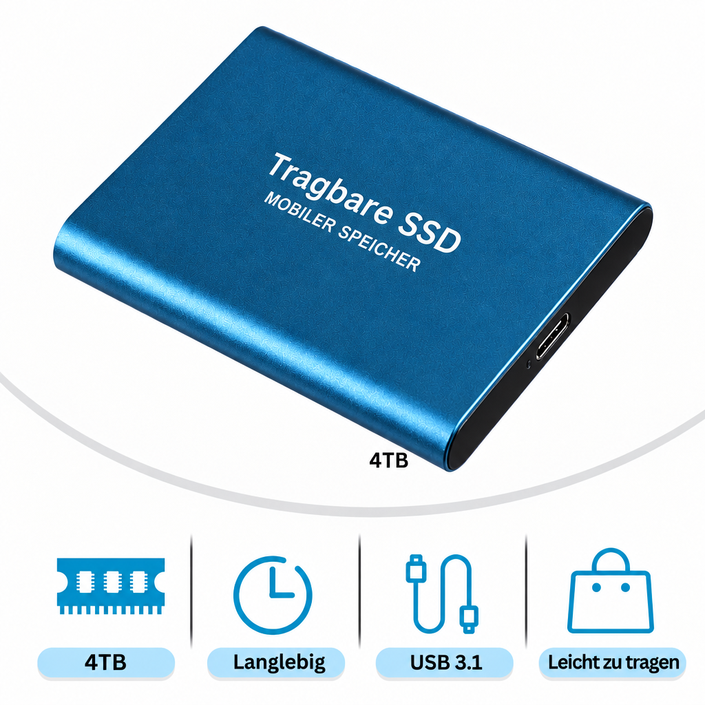 Rugged 30 TB External SSD for Large Files