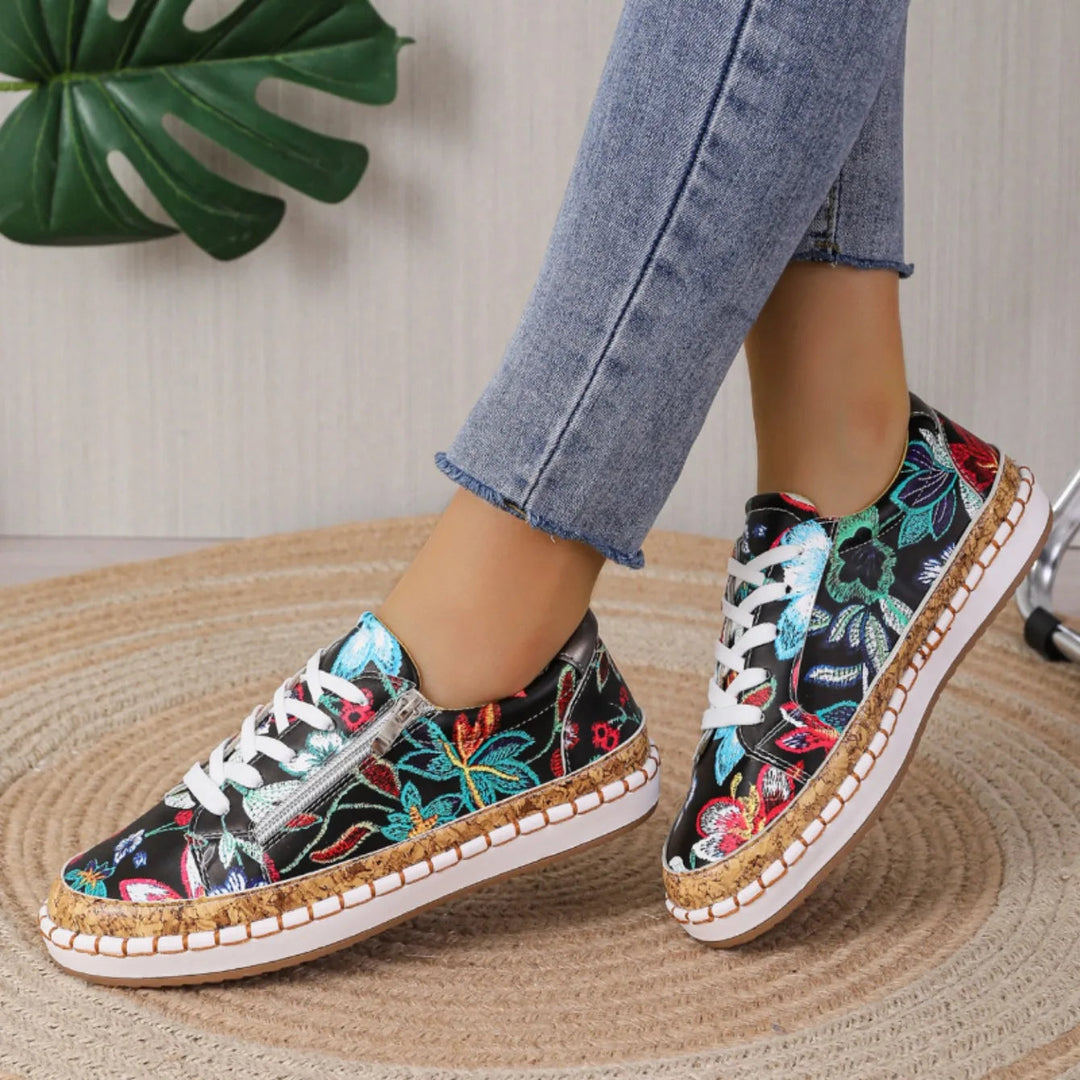 Elegant Floral Lace-Up Shoes for Women