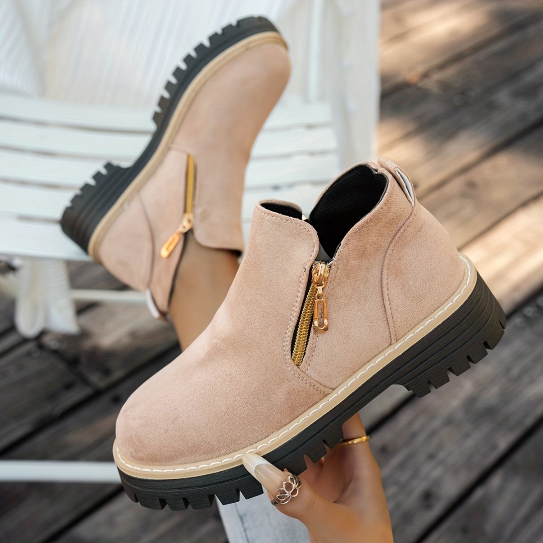Stylish Ankle Boots with Double Zip