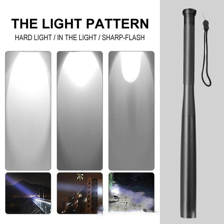 Baseball Bat-Shaped LED Flashlight | Aluminum Alloy, 3 Lighting Modes | For Emergency Use and Utility