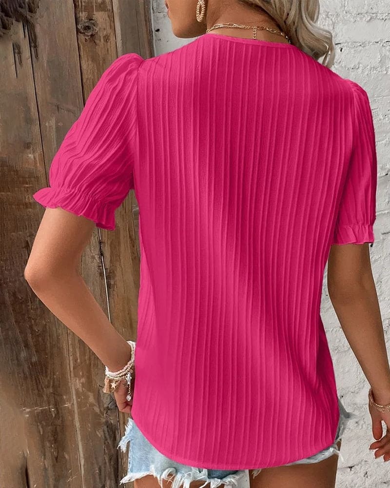 Elegant Lace Blouse with V-Neck