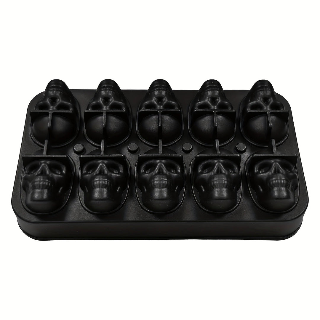 Silicone Skull Ice Cube Maker Tray with Large Reusable Mold for Drinks and Whiskey Ball
