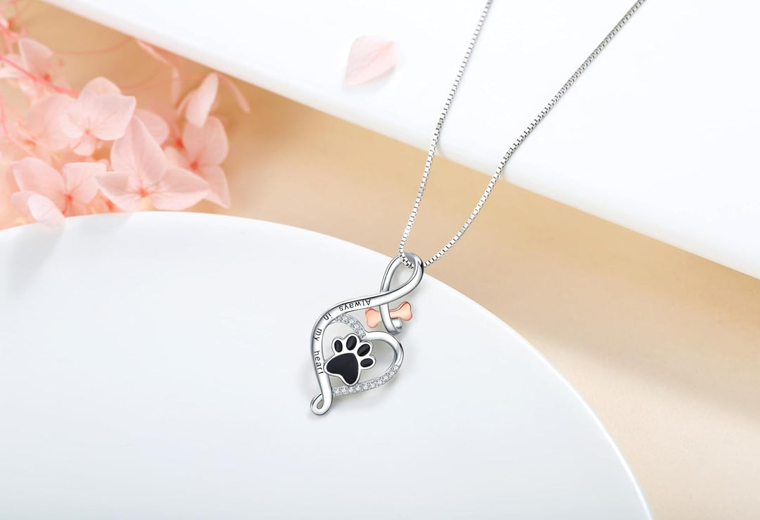 Lucky Paw Pendant with Heart, Bone & Infinity – “Always in My Heart” Pendant