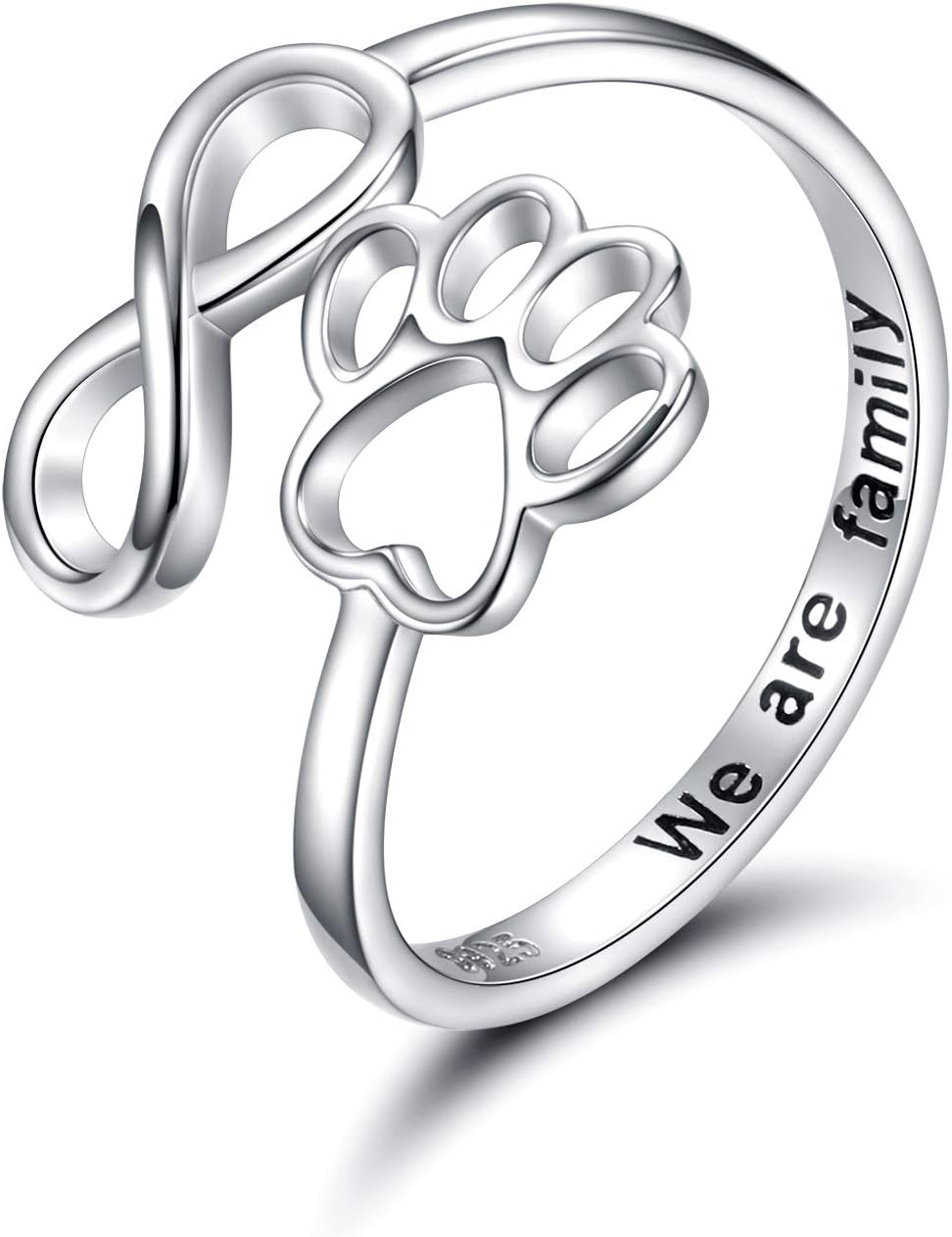Handmade Paw & Heart Ring – Adjustable Sterling Silver