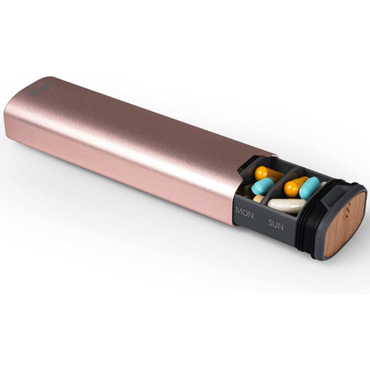 7-Day Pill Box – Stylish Aluminium and Wood Organizer