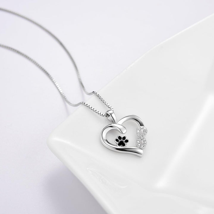 Paw and Heart Pendant with Infinity Charm