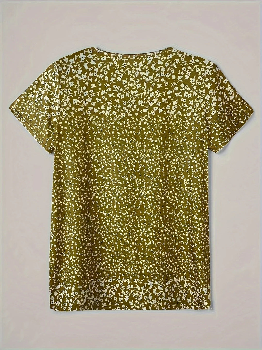 Casual Summer Top with V-Neck, Button Closure, and Short Sleeves