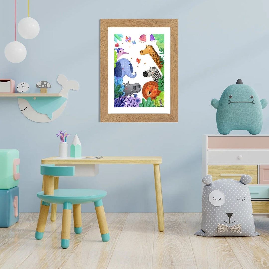 Children's picture frame with hinged opening for A4 drawings, holds up to 150 pieces, MDF and tempered glass