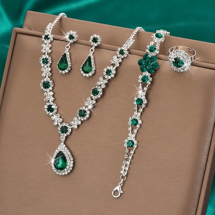 Elegant white gold jewelry set with refined details