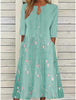 Mia | Floral Midi Dress 3/4 Sleeve Cotton Blend Casual