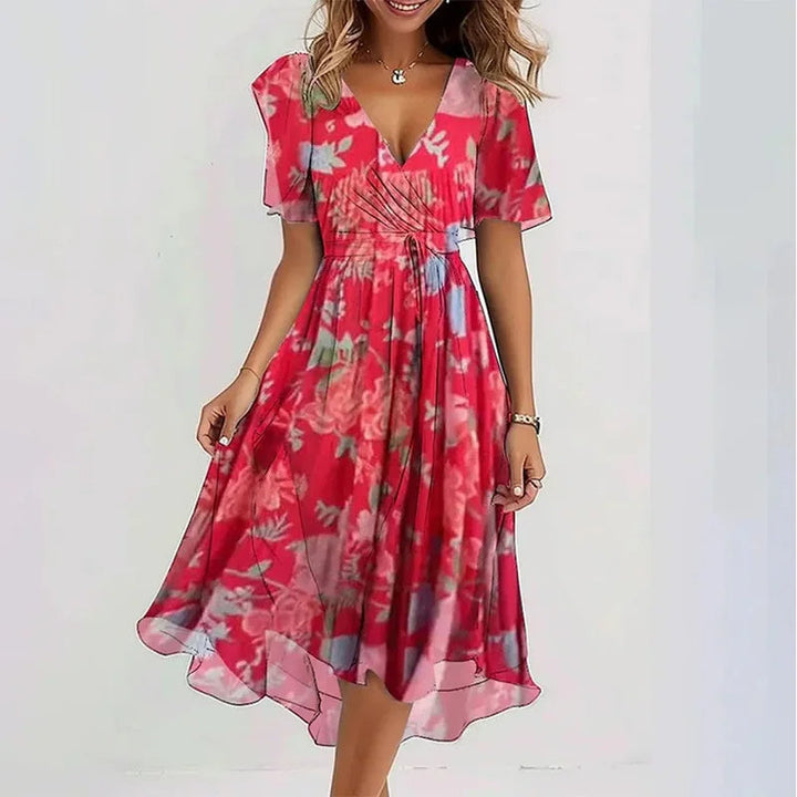 Flowy Floral Summer Dress (Knee-Length)