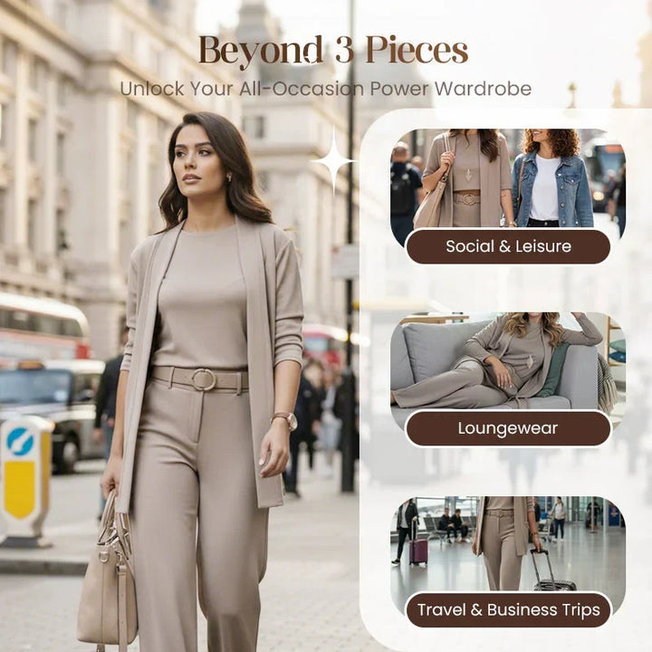 3-piece comfort set: cardigan, top and pants