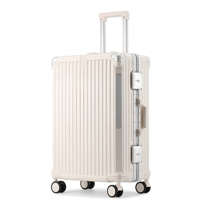 Hard-shell suitcase with aluminum frame