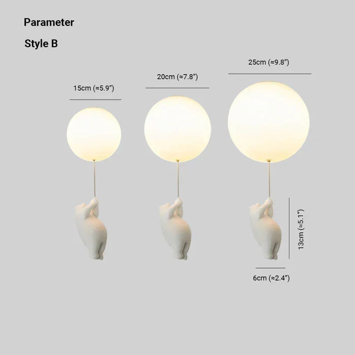 Children's Ceiling Light with Bear and Balloon - CloudBear