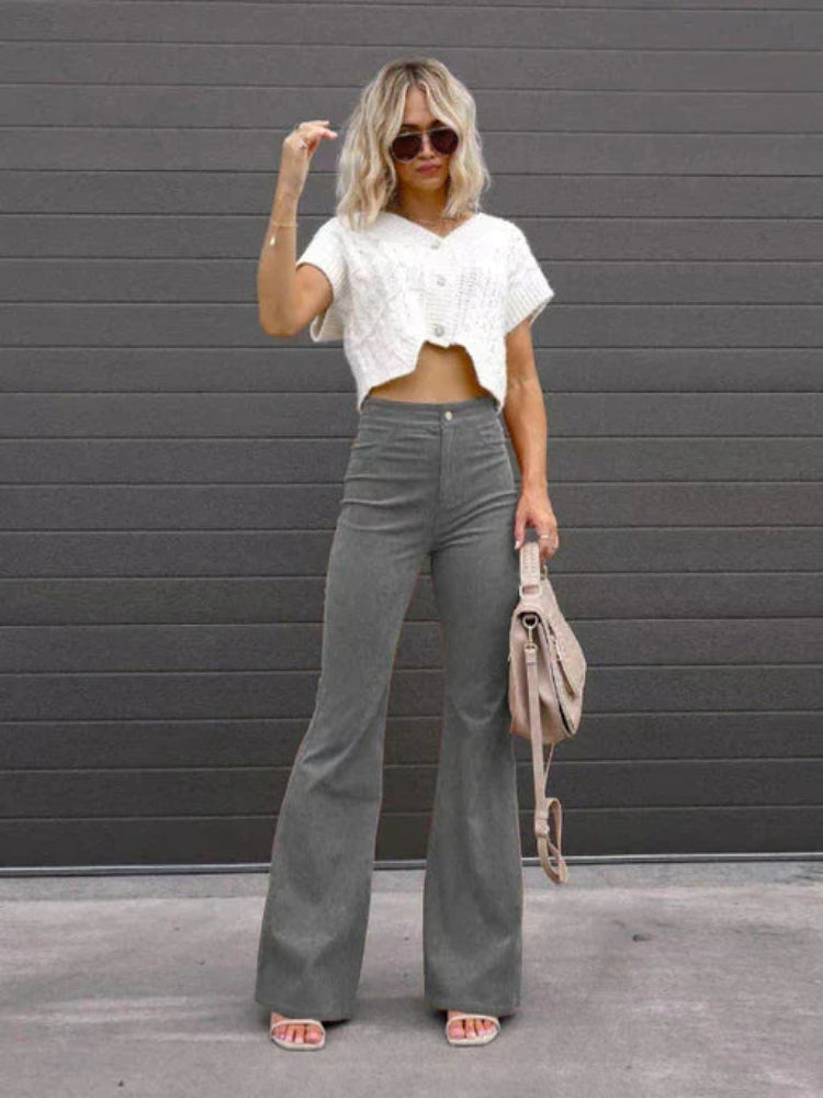 Trendy Corduroy Flare Pants for Women
