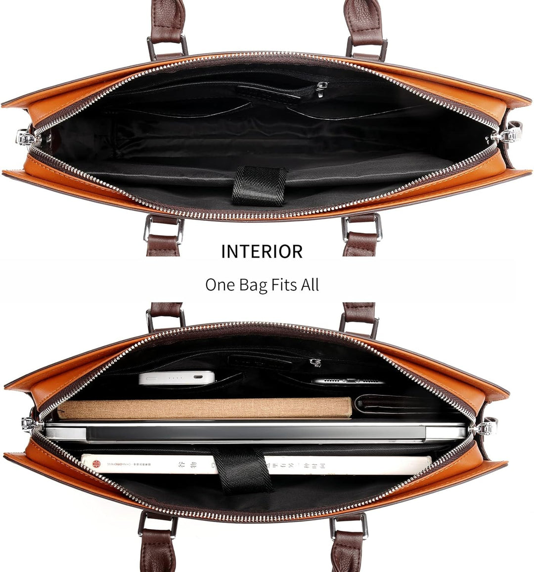 Genuine leather multi-compartment business laptop bag for professionals