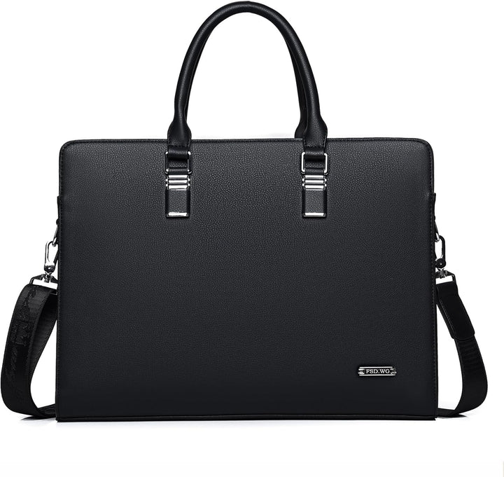 Genuine leather multi-compartment business laptop bag for professionals