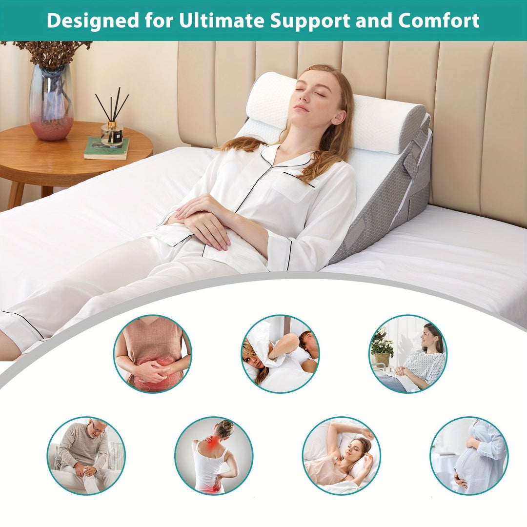 RelaxPlus Adjustable Orthopedic Wedge Pillow - Premium 7-in-1 Memory Foam Support System