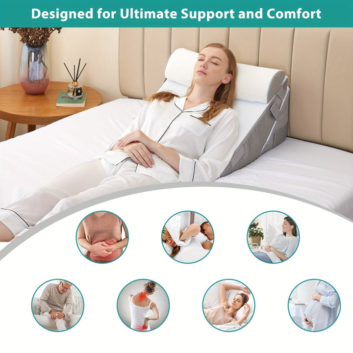 RelaxPlus Adjustable Orthopedic Wedge Pillow - Premium 7-in-1 Memory Foam Support System