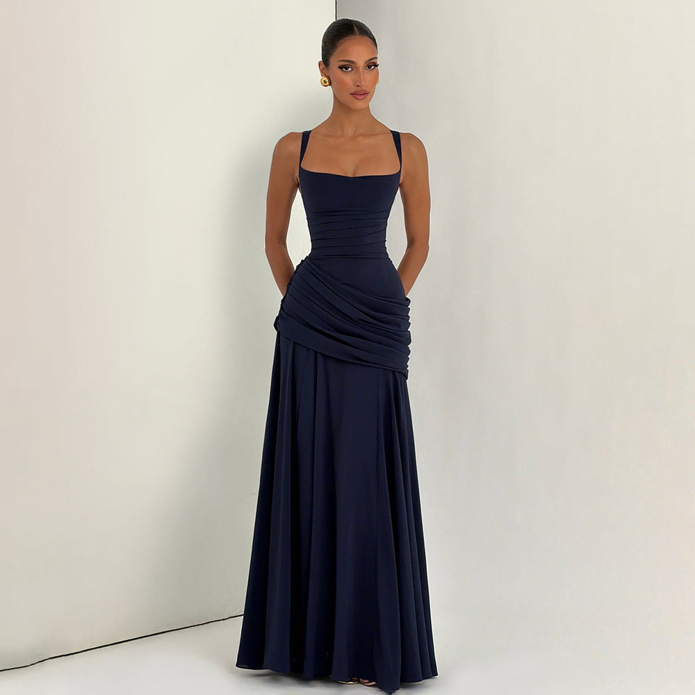 Casual Long-Sleeve Slim-Fit Minimalist Slip Long Slim-Fit Solid Color Sheath Dress