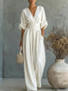 Elegant Women's Jumpsuit with Wide Leg, V-Neck and Flowing Cut