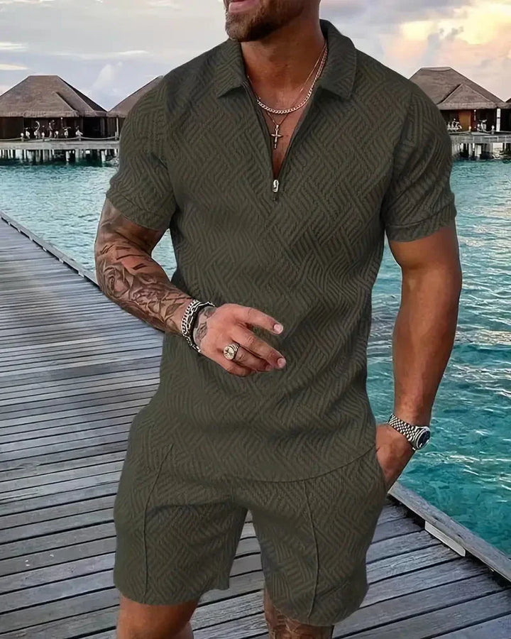 Casual Zipper Collar Summer Tracksuit Outfit