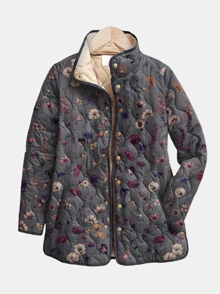 Vintage floral quilted jacket - lightweight padded coat