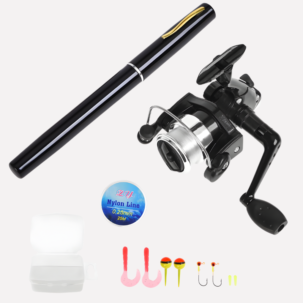 Mini Fishing Rod + Reel, Portable Mini Telescopic Pocket Pen