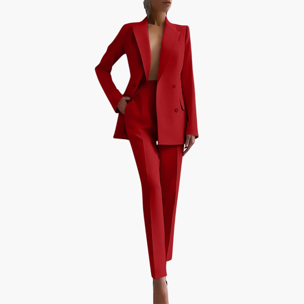 Women’s Suit Set with Blazer and Straight Trousers
