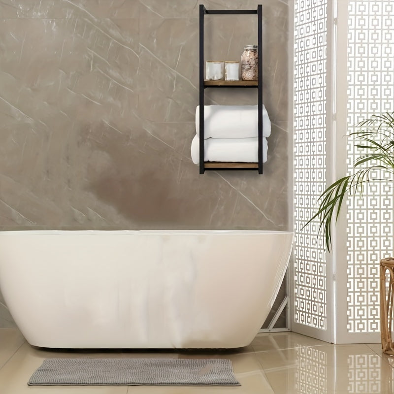 Industrial Towel Rail with Shelves – Elegant and Functional Wall-Mounted Furniture