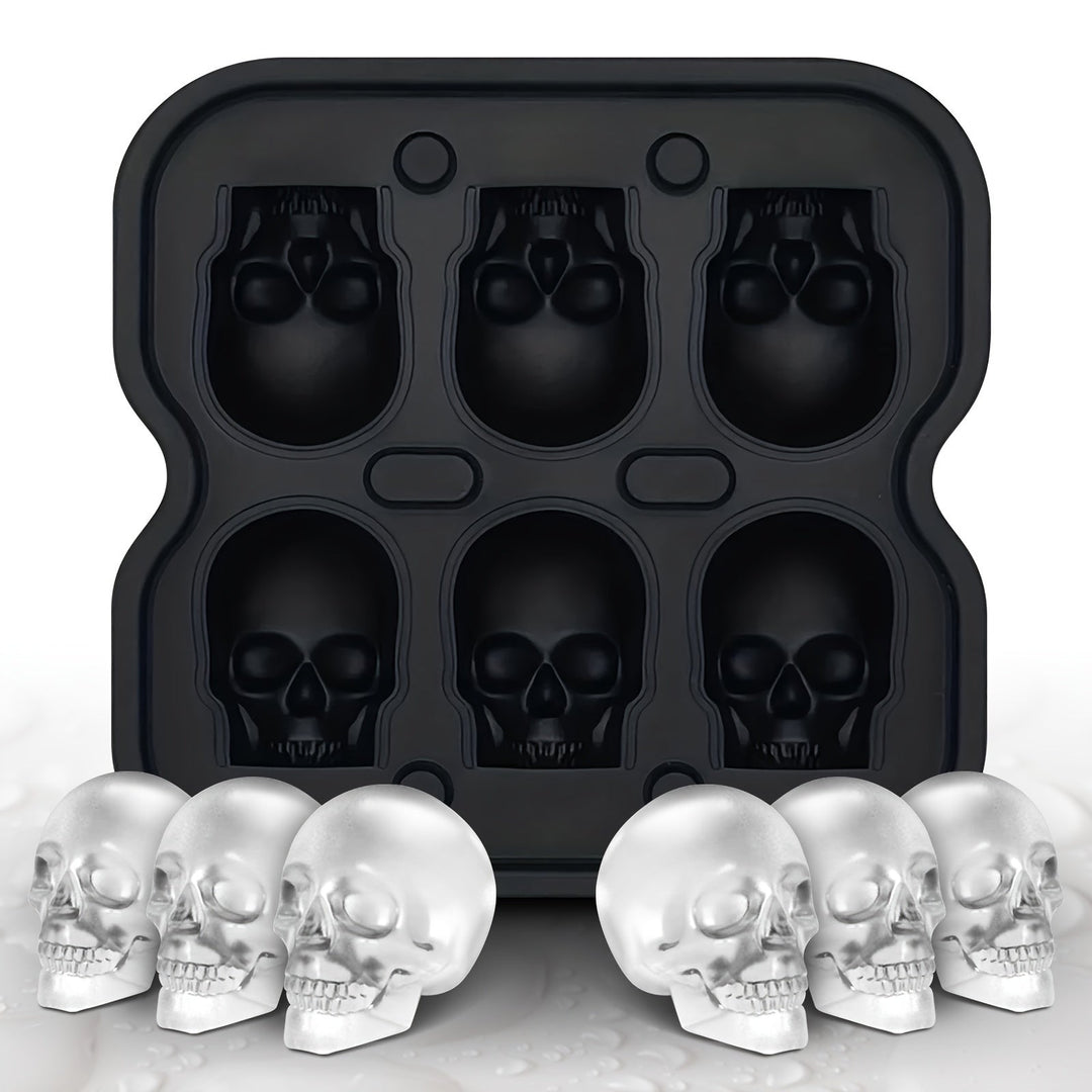 Silicone Skull Ice Cube Maker Tray with Large Reusable Mold for Drinks and Whiskey Ball