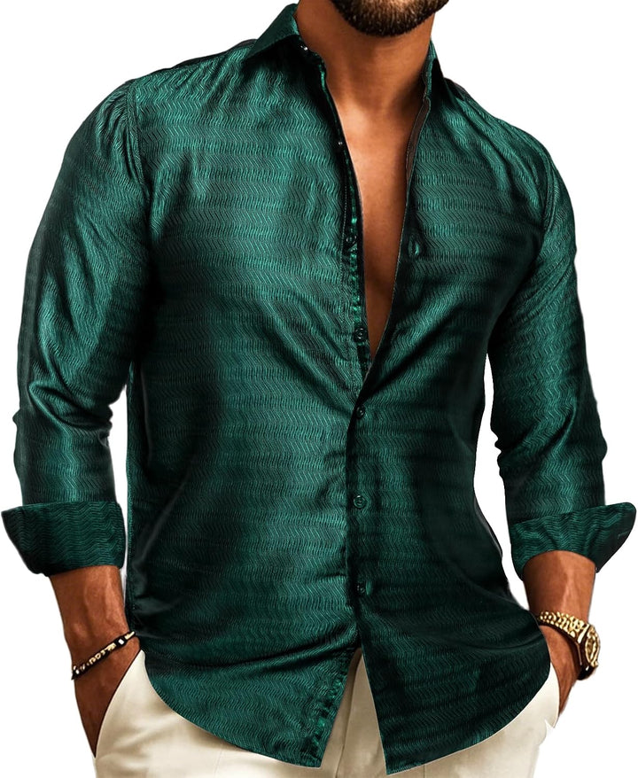 Men's paisley jacquard shirt – long-sleeved style for weddings and evening wear