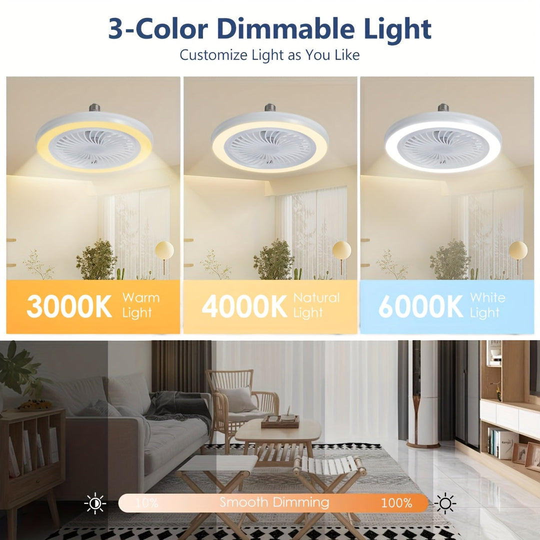 Slim LED Ceiling Fan Light – Dimmable and Quiet