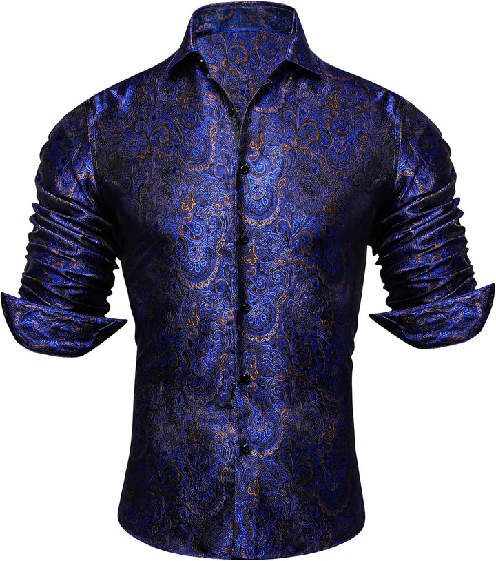 Men's paisley jacquard shirt – long-sleeved style for weddings and evening wear