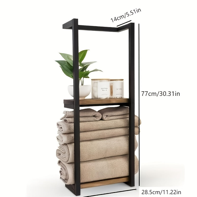 Industrial Towel Rail with Shelves – Elegant and Functional Wall-Mounted Furniture