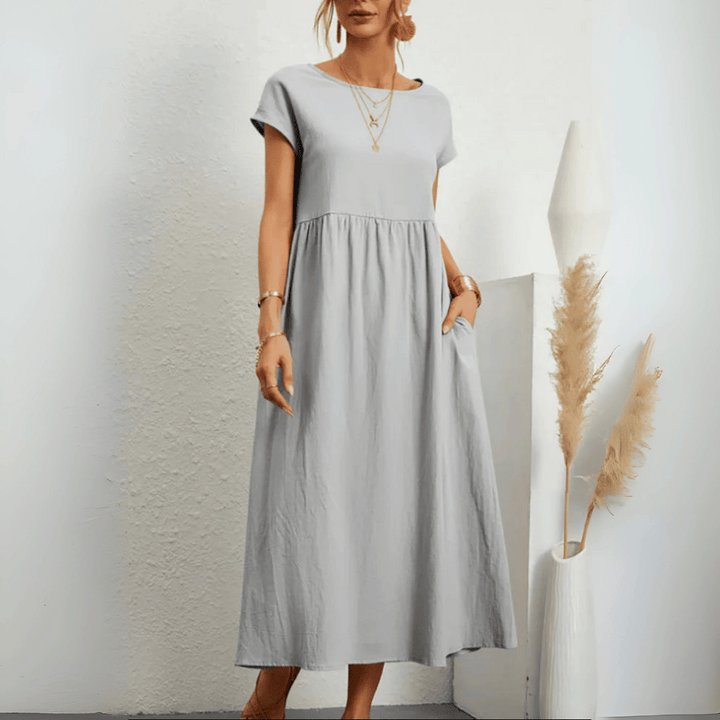 Women’s Vintage Cotton Linen Maxi Dress