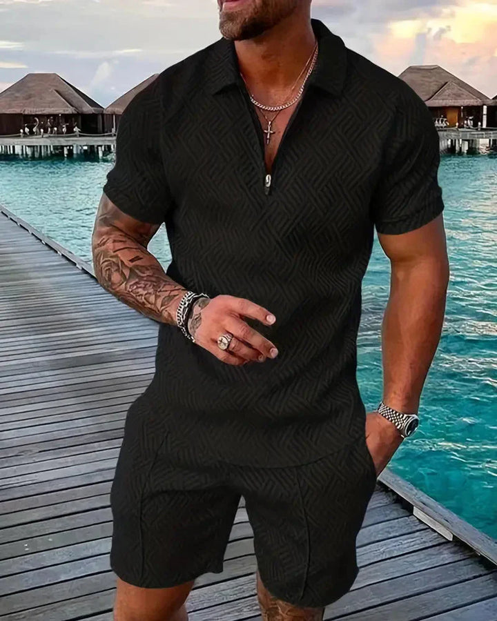 Casual Zipper Collar Summer Tracksuit Outfit