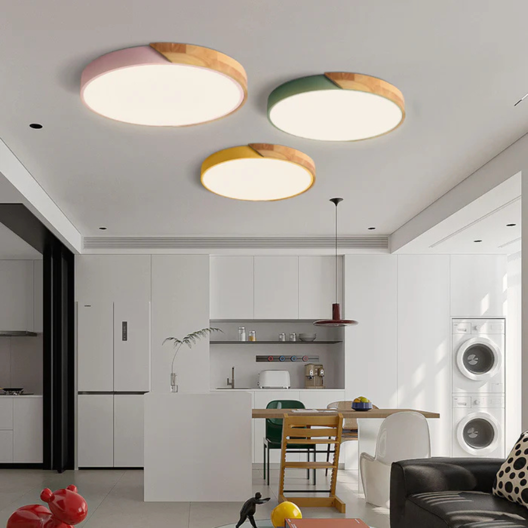 Delos Scandi Wooden Ceiling Light | Natural LED Designer Light