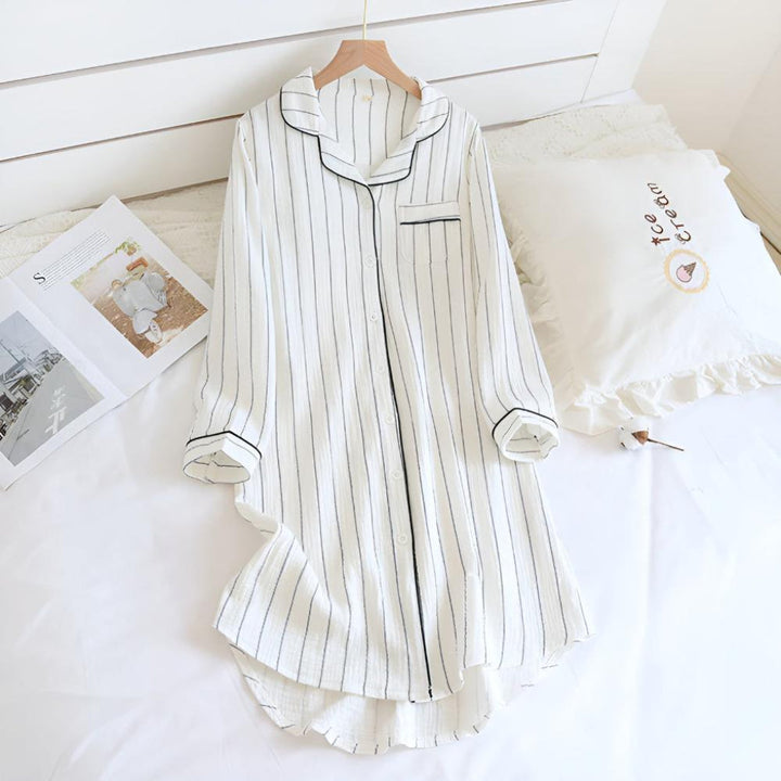 Lightweight Women’s Striped Cotton Gauze Nightgown