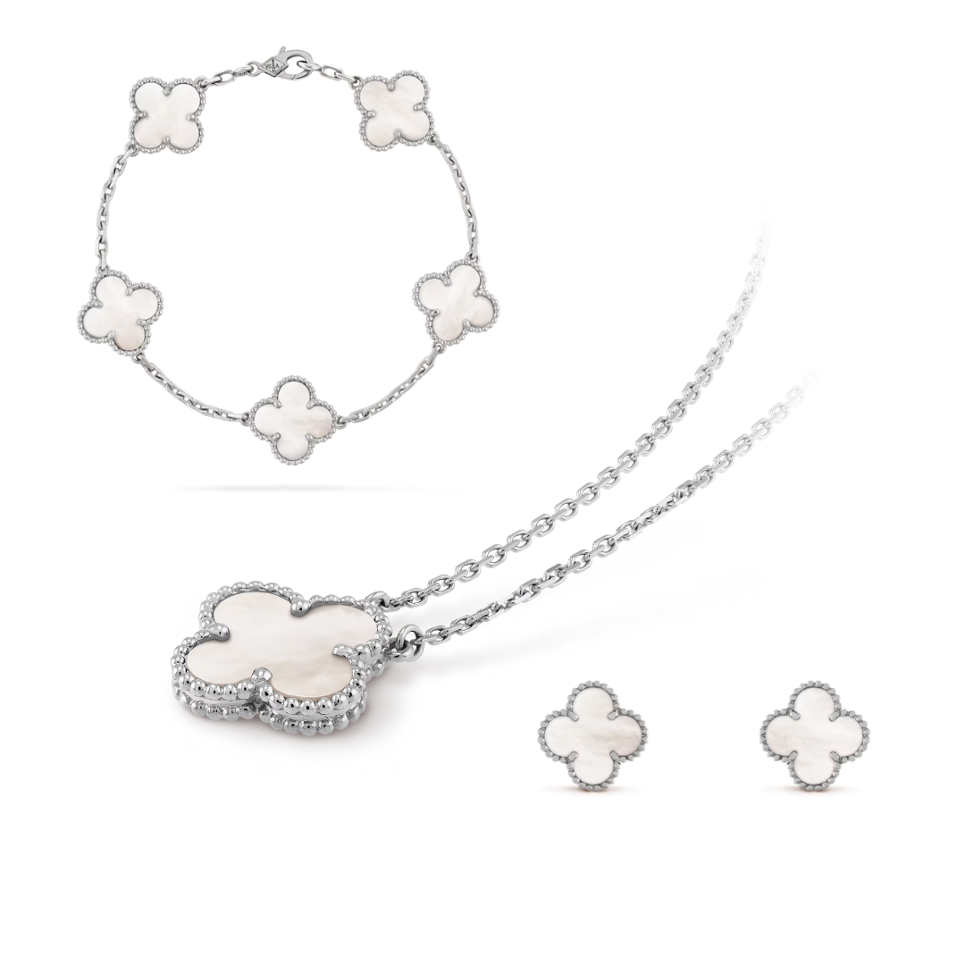 Celeste Clover Jewelry Set | Necklace, Bracelet and Earrings in Hypoallergenic Stainless Steel