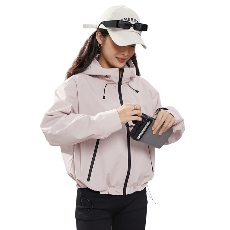Women's Rain Jacket, Waterproof and Breathable – Short – with Adjustable Hem