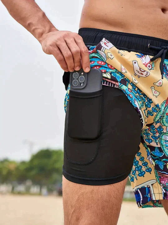 Trendy Men’s Swim Shorts with Lining and Phone Pocket